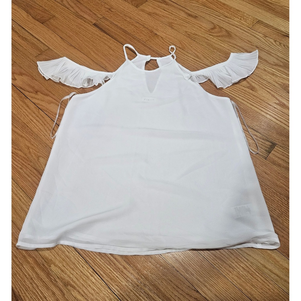 Firth Cold Shoulder Blouse with Keyhole Neck & Ruffled Off Shoulder Sleeves, Md
